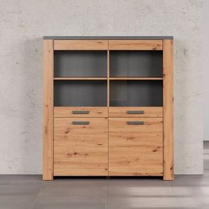Home affaire Highboard Ambres (1 St), Vitrine, Echtholzoptik, ca. Maße BxH: 127x139 cm