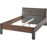 Home affaire Einzelbett »BROOKLYN Bett im Industrial Design, Bettgestell, Bettrahmen«, Gepolstertes Kopfteil, Liegefläche 140 x 200 cm