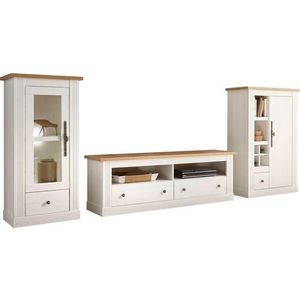 Home affaire Wohnwand Westminster TOPSELLER!, (Set, 3-St., Vitrine, Lowboard, Kommode), im romantischen Landhausstil