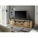 Home affaire Lowboard »SHERWOOD«, modernes Holz Dekor, mit Scheunentorbeschlag aus Metall, Breite 201 cm