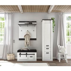 Home affaire Sitzbank »SHERWOOD«, modernes Holz Dekor, mit Scheunentorbeschlag aus Metall, Breite 93 cm