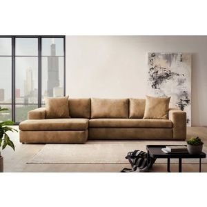 andas Ecksofa »SLEETLAND XXL in Samtvelours oder Vintage-Leder-Optik, L-Form,«, besonders groß und bequem