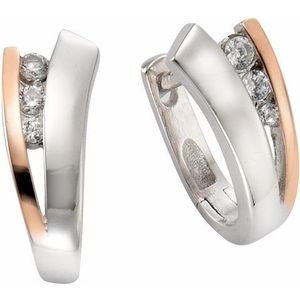 Firetti Paar Creolen »Schmuck Geschenk Silber 925 poliert rhodiniert Bicolor«, mit Zirkonia (synth.)