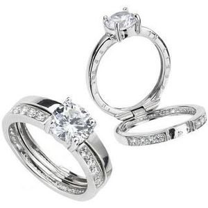 Firetti Fingerring »Schmuck Geschenk Silber 925 Silberring Schriftzug innen: In Liebe«, mit Zirkonia (synth.)