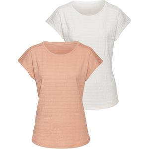 Vivance - Shirt - Peach - Korte Mouwen - Set van 2 - Kreukvrije Crêpe-kwaliteit