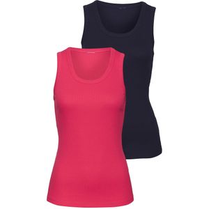 Vivance - Tanktop - Pink/Navy - Set van 2 - Mouwloos - Ronde Hals
