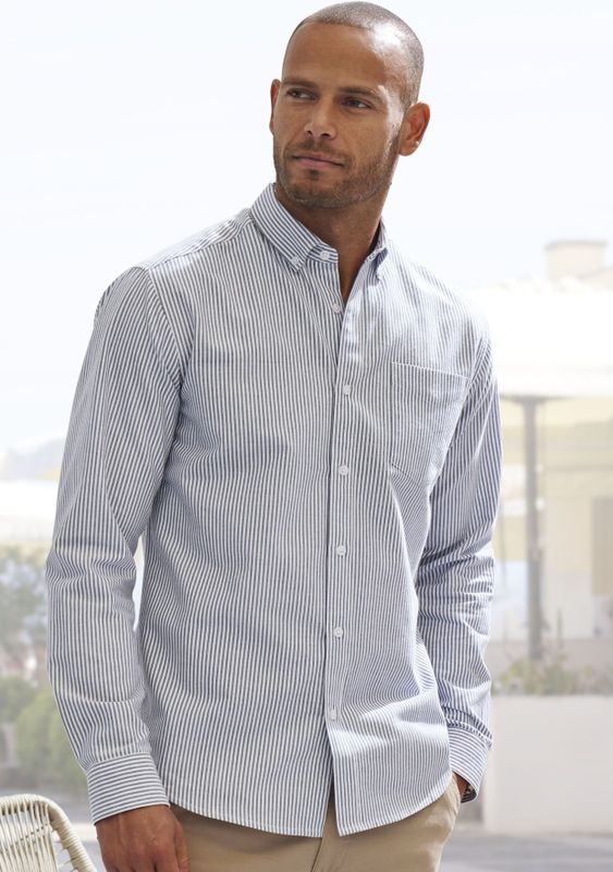 H.I.S Langarmhemd »Regular-fit«, Oxfordhemd langarm mit Button-down-Kragen aus reiner Baumwolle