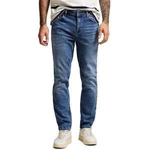 Street One MEN Denim - Player-stijl - rechte snit - slim - blauwe jeans heren, Indigo Blue Wash.