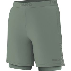 JAKO - 2-in-1 Short Power - Dames - Donkergrijs - Gerecycled Polyester