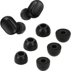 kwmobile 6x cover voor oordopjes - geschikt voor Xiaomi Airdots 2 - Van memory foam in zwart - Maat S, M en L