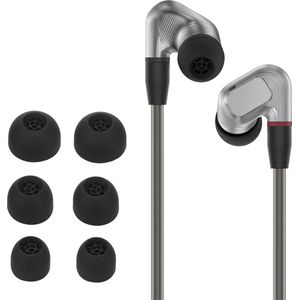 kwmobile 6x cover voor in-ear oortjes compatibel met Sennheiser IE900 - Vervangende oordopjes van siliconen in zwart - 3 maten