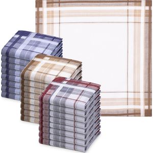 JEMIDI zakdoeken heren 100% katoen - 40 x 40 cm - Set van 24 - Herbruikbare zakdoeken voor volwassenen - In 3 kleuren