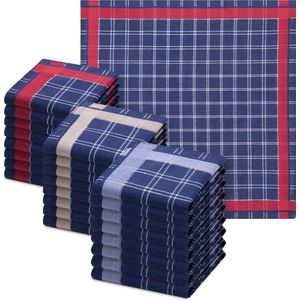 JEMIDI zakdoeken heren 100% katoen - 40 x 40 cm - Set van 24 - Herbruikbare zakdoeken voor volwassenen - In donkerblauw