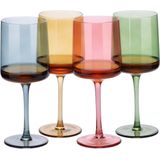 Wijnglazen - Set van Vier - Getint Glas - Hoge Voet - Multifunctioneel