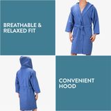 JEMIDI - Badjas - Blauw - Microvezel - Sneldrogend - Met Capuchon