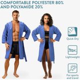 JEMIDI - Badjas - Blauw - Microvezel - Sneldrogend - Met Capuchon