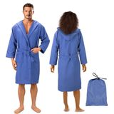 JEMIDI - Unisex - Badjas - Blauw - Microvezel, Sneldrogend, Met Capuchon