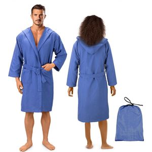 JEMIDI - Unisex - Badjas - Blauw - Microvezel, Sneldrogend, Met Capuchon