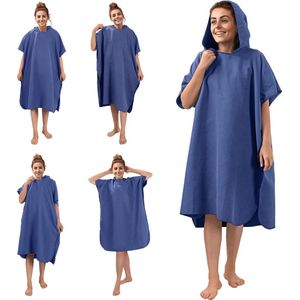 JEMIDI microvezel badponcho voor dames - Met capuchon - Sneldrogend en licht in blauw