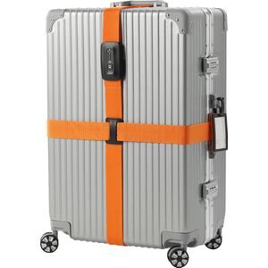Navaris kofferriem met TSA slot - Bagageriem met adreslabel en cijferslot - Verstelbaar tot 400 cm - Oranje