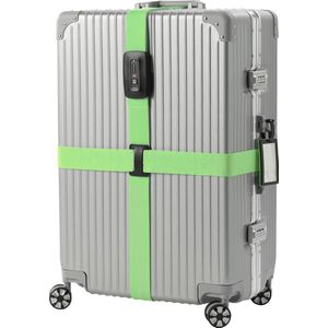 Navaris kofferriem met TSA slot - Bagageriem met adreslabel en cijferslot - Verstelbaar tot 400 cm - Groen