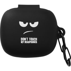 kwmobile - Hoes voor JBL Live Pro 2 TWS - Siliconen Cover - Wit/Zwart - Don't Touch My Headphones Design