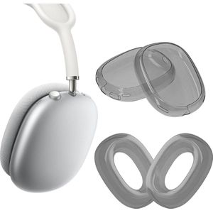 kwmobile 2in1 set koptelefoon hoes en oorkussen cover - geschikt voor Apple AirPods Max - Hoes voor hoofdtelefoon in transparant / zwart