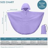 JEMIDI - Regenponcho - Paars - Waterdicht en Ademend - Voor Kinderen van 3 tot 5 Jaar