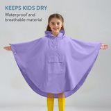JEMIDI - Regenponcho - Paars - Waterdicht en Ademend - Voor Kinderen van 3 tot 5 Jaar
