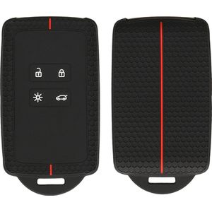 kwmobile siliconen autosleutel hoesje geschikt voor Renault 4-knops Smartkey autosleutel (alleen Keyless Go)- Met sleutelhanger oog - Hoesje met honingraat ontwerp in zwart / rood