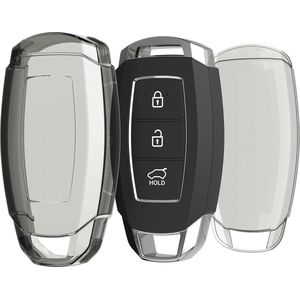 kwmobile autosleutel hoesje geschikt voor Hyundai 3-knops autosleutel Keyless Go - Autosleutel behuizing van TPU - Transparant in zwart / transparant