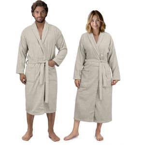 HOMELEVEL - Badstof Badjas - Unisex - 100% Katoen - Kimono Design