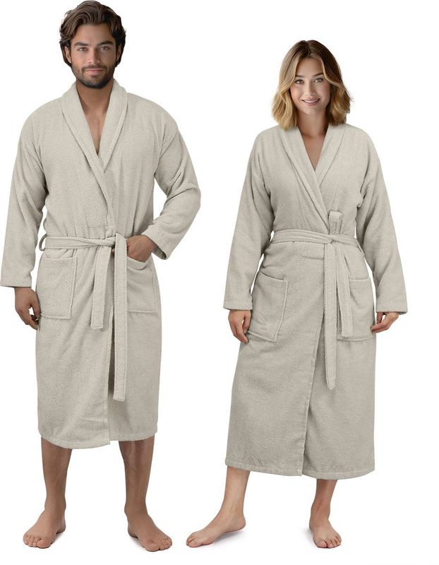 HOMELEVEL - Badstof Badjas - Unisex - 100% Katoen - Kimono Design