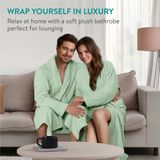 HOMELEVEL - Badstof Badjas - Unisex - 100% Katoen - Kimono Design