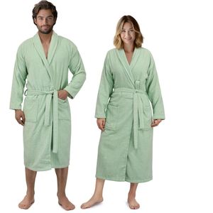 HOMELEVEL - Badstof Badjas - Unisex - 100% Katoen - Kimono Design