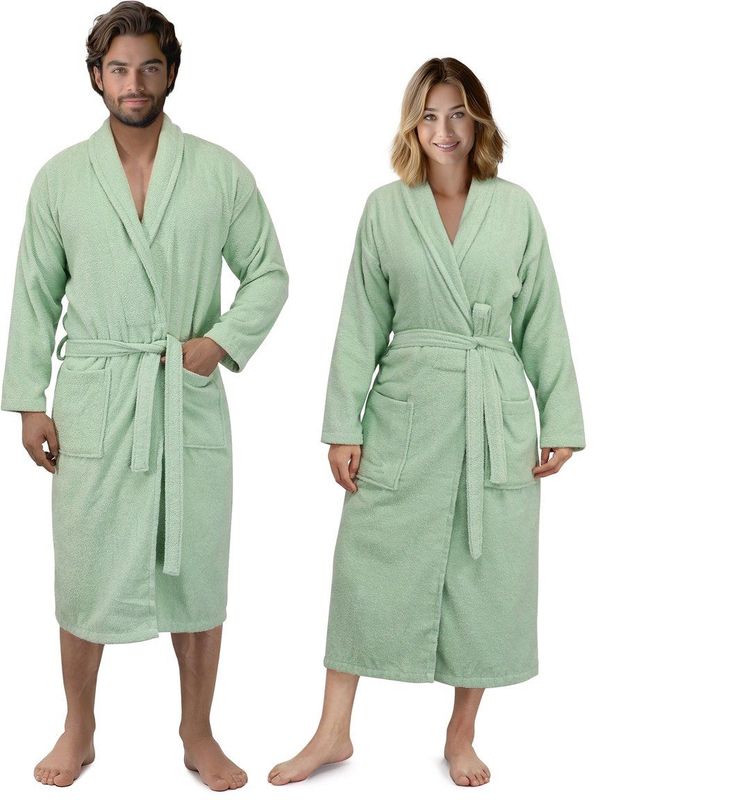 HOMELEVEL - Badstof Badjas - Unisex - 100% Katoen - Kimono Design