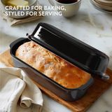 Navaris - Aardewerken Brood Bakvorm - Zwart - 34 x 13,5 x 14 cm - Met Deksel