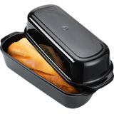 Navaris - Aardewerken Brood Bakvorm - Zwart - 34 x 13,5 x 14 cm - Met Deksel
