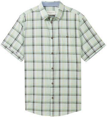 TOM TAILOR Overhemd  lichtgrijs / lichtgroen / wit