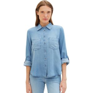 TOM TAILOR - Damesblouse - Clean Mid Stone Blue Denim - 10113