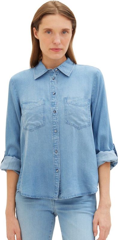 TOM TAILOR - Damesblouse - Clean Mid Stone Blue Denim - 10113