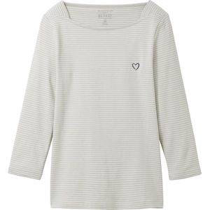 TOM TAILOR T-shirt boat neck stripe Dames T-shirt - Maat XL
