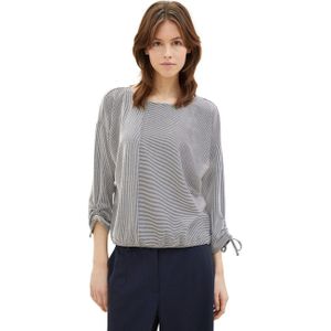 TOM TAILOR Denim T-shirt voor dames, 34744 - Small Navy White Streep, L