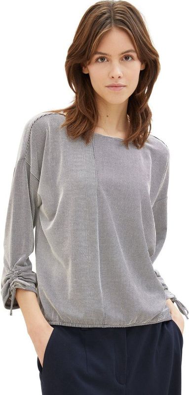 Gestreept Shirt - Lange Mouwen - Viscose Polyester Elastaan - Losse Pasvorm