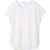 Tom Tailor - Fabric Mix T-shirt - Zwart - Katoen