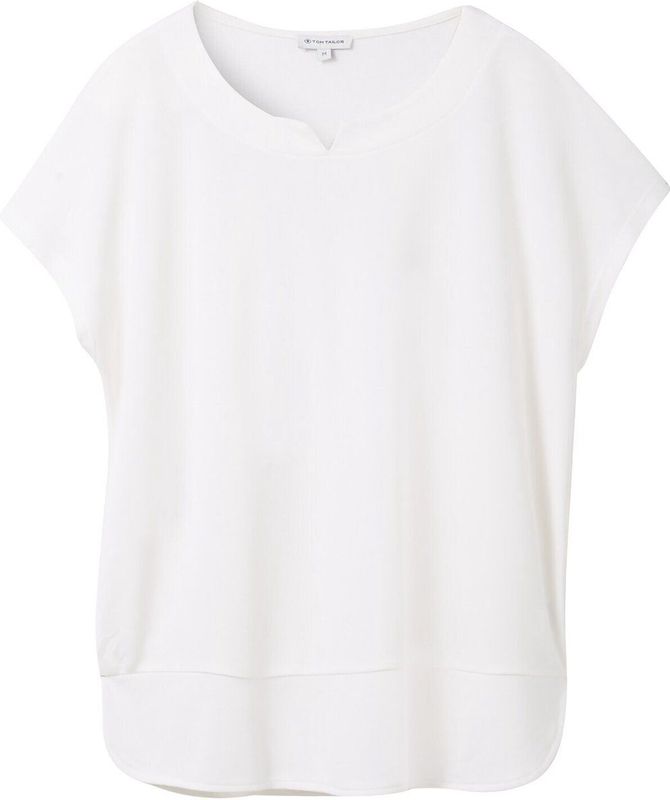 Tom Tailor - Fabric Mix T-shirt - Zwart - Katoen