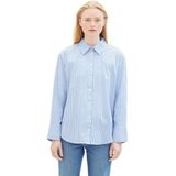 TOM TAILOR DENIM - Blouse - Lichtblauw/Wit - Klassieke Blouse - Lange Mouw