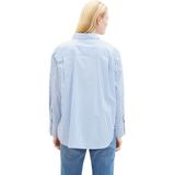TOM TAILOR DENIM - Blouse - Lichtblauw/Wit - Klassieke Blouse - Lange Mouw