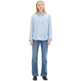 TOM TAILOR DENIM - Blouse - Lichtblauw/Wit - Klassieke Blouse - Lange Mouw