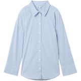 TOM TAILOR DENIM - Blouse - Lichtblauw/Wit - Klassieke Blouse - Lange Mouw